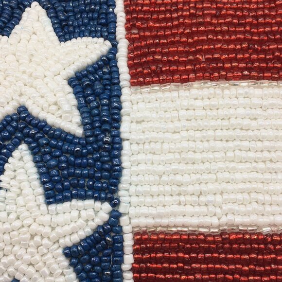 Stars Stripes American Flag Beaded Accent Pillow July 4th Patriotic Decor 12x16" - Picture 4 of 8